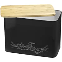 Panera Metálica de Gran Capacidad con Tapa de Madera para Cortar Pan
